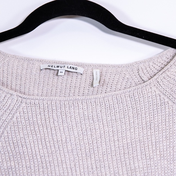 Helmut Lang Cotton Cashmere Knit Stretch Scoop Neck Pullover Sweater Gray XS - Picture 2 of 4
